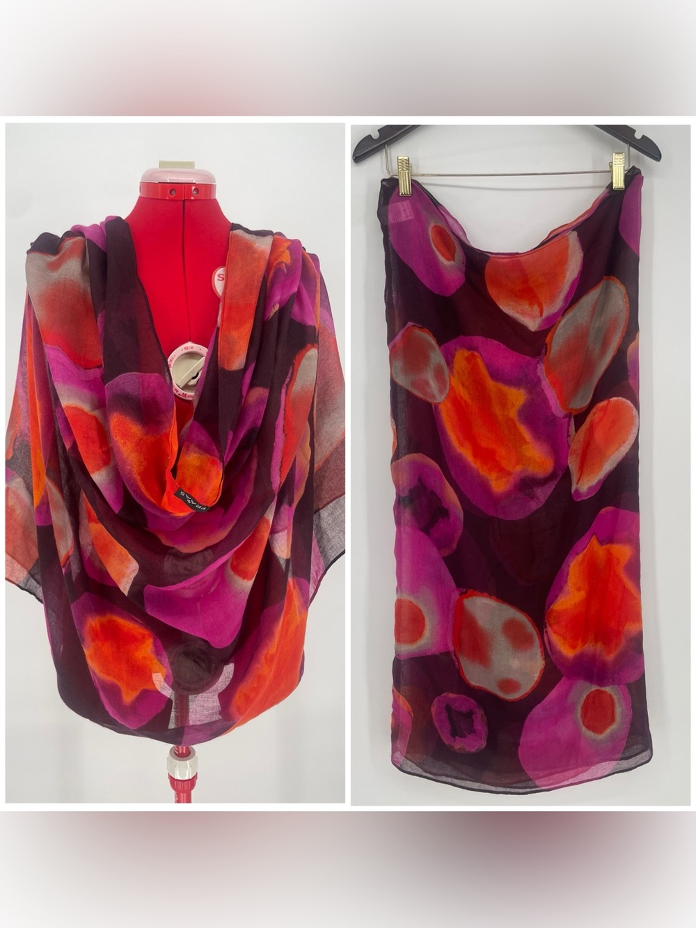 Stunning Fraas Oversized Infinity Scarf / Shawl Luxurious Feel Abstract Print
